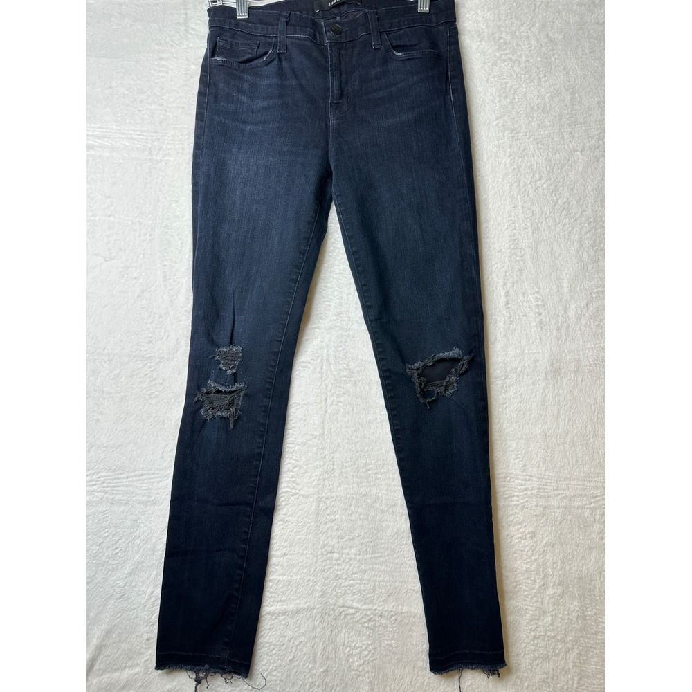 J Brand Skinny Leg Jeans Womens 30 Dark Wash Distressed Raw Hem